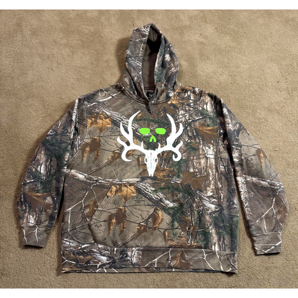 RealTree Hoodie Mens Size XL Logo Buck Graphic Hunting Oversized EUC - Picture 1 of 8